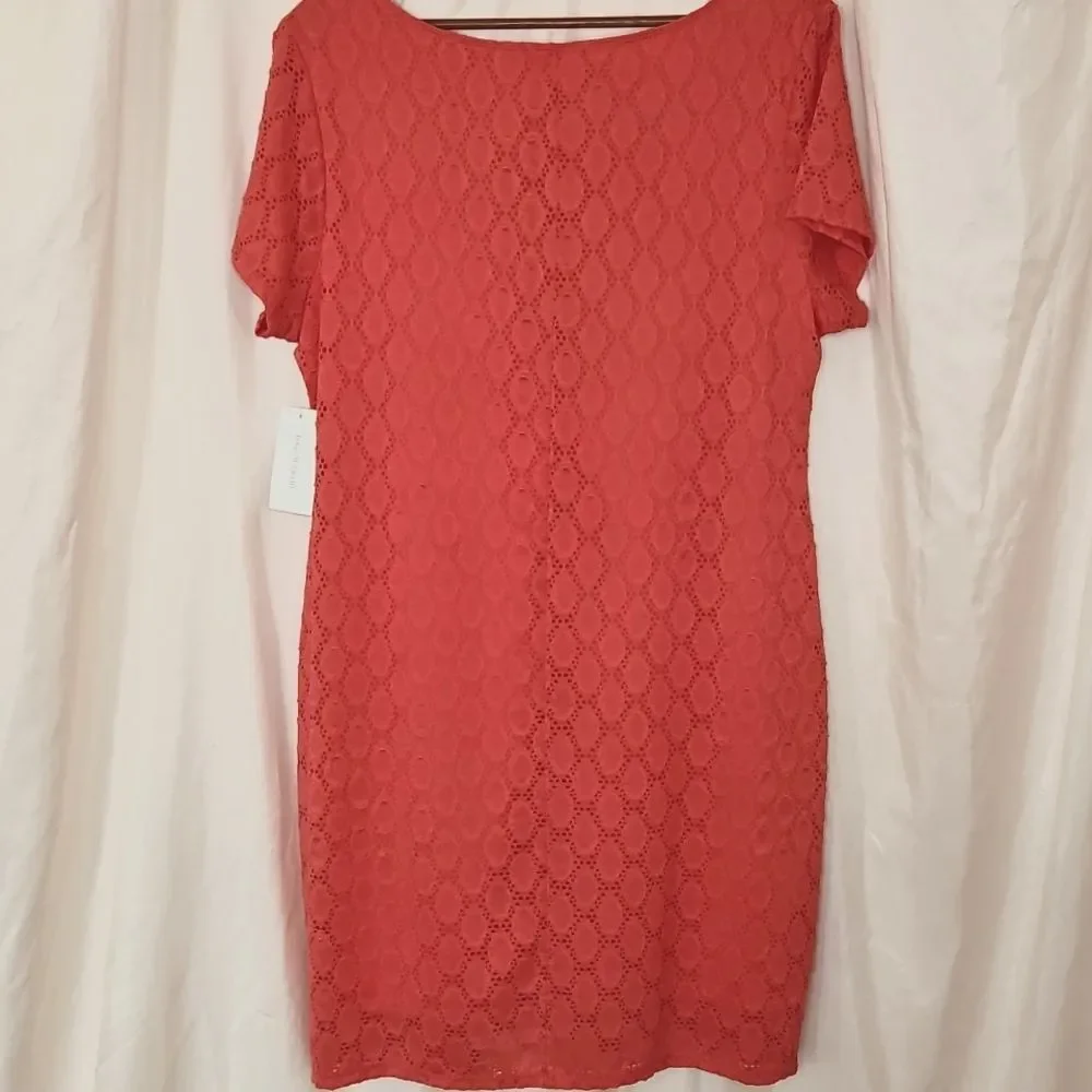 Isaac Mizrahi Coral Lace Overlay Sheath Dress Women's XXL Semi-Formal Church NWT